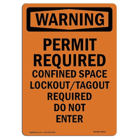 Signmission OSHA WARNING Sign, Permit Required Confined Space, 18in X 12in Rigid Plastic, OS-WS-P-1218-V-13401 OS-WS-P-1218-V-13401
